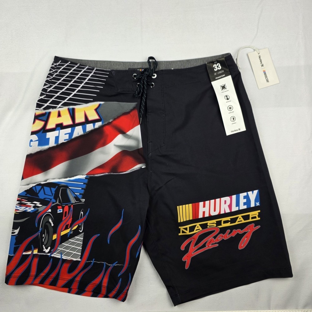 Hurley Phantom-Eco NASCAR Racing 20"‎ Board Shorts Mens Size 33 Black New